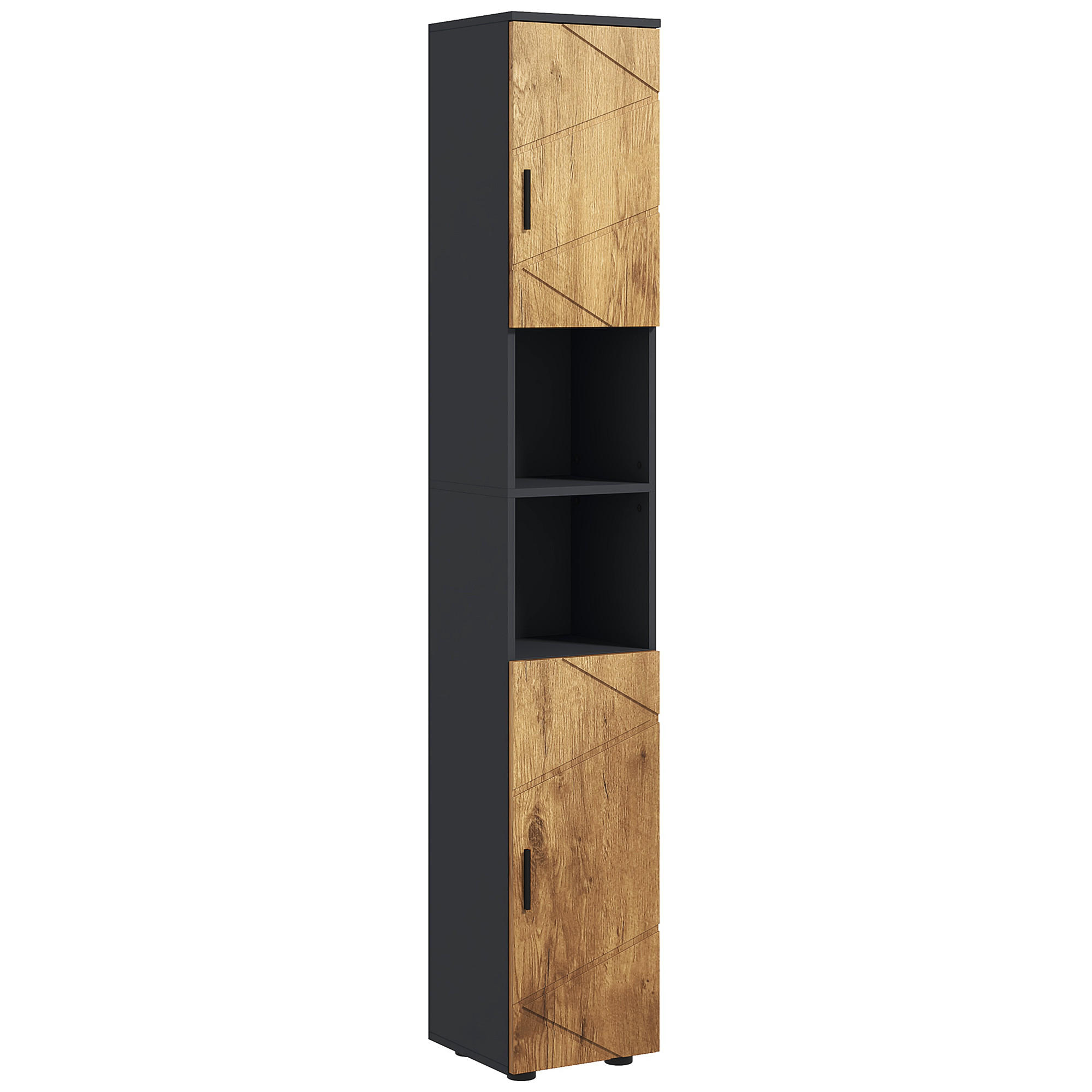 HOCHSCHRANK DE-12388 30/30/183 cm Dunkelgrau Eiche - Eichefarben, Holzwerkstoff (30/183/30cm) - ComfortXL