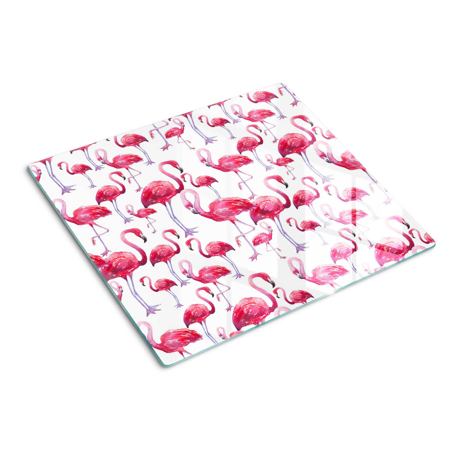 GLASPLATTE 60x52 cm Flamingos - Blau/Dunkelblau, Glas (60/0.4/52cm) - TULUP