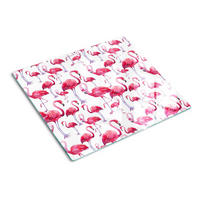 GLASPLATTE 60x52 cm Flamingos - Blau/Dunkelblau, Glas (60/0.4/52cm) - TULUP