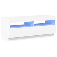 TV-SCHRANK Mit Led-Leuchten Hochglanz-Weiß 100/35/40 Cm - Weiß, Holz (100/40/35cm) - vidaXL