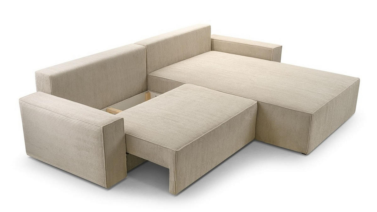 ECKSOFA - Denver L - Weiß - Weiß, Holz (290/200cm) - Möblo