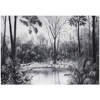 FOTOTAPETE Wald Schwarz Weiß Vlies Tapete Wohnzimmer 350x250 - Multicolor, Papier (350/250cm) - Wallarena