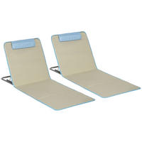 STRANDMATTE, 2er Set Faltbare Strandliege mit Kopfkissen, Tragetasche, Beige - Beige, Metall (53/35/124cm) - Outsunny