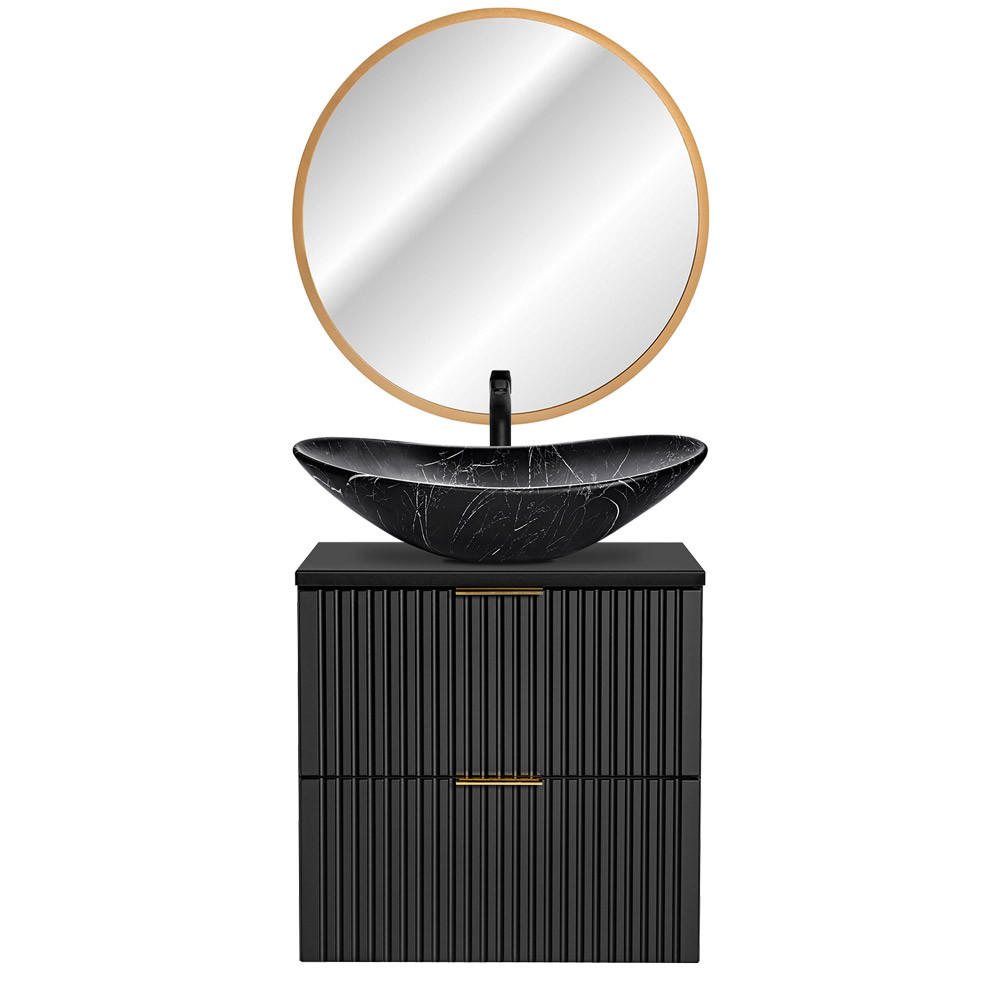 Lomado Badmöbel-Set Schwarz 62x200x47 cm