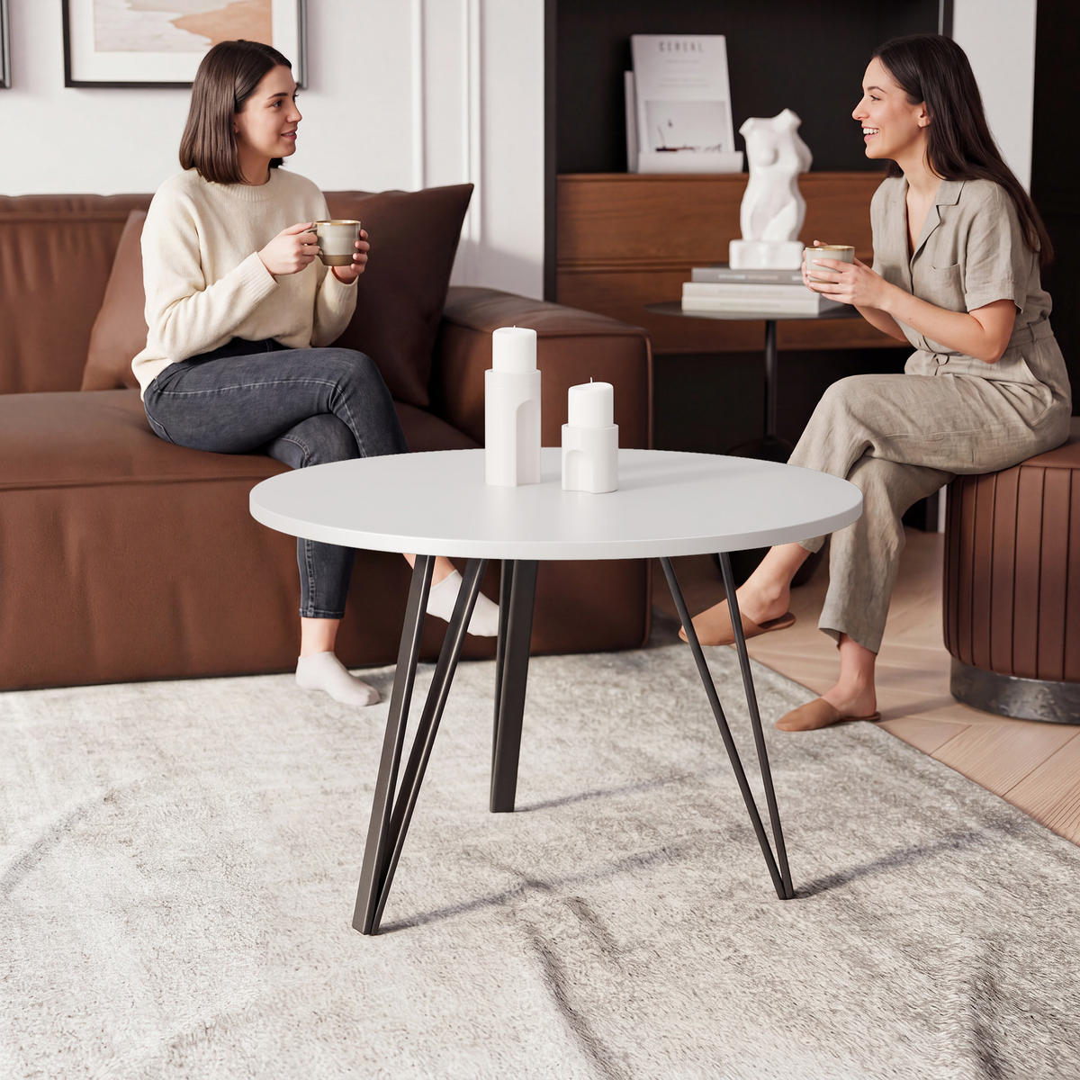 COUCHTISCH RIO mit weißer Tischplatte - Weiß, Holzwerkstoff (67/67/45cm) - Idohome