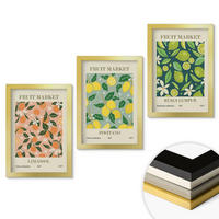 WANDBILDER 3er Set - 20x30 cm Goldrahmen - Fruchtige Zitrusblütenmuster - Goldfarben, Kunststoff (20/30cm) - ArtPrintCave