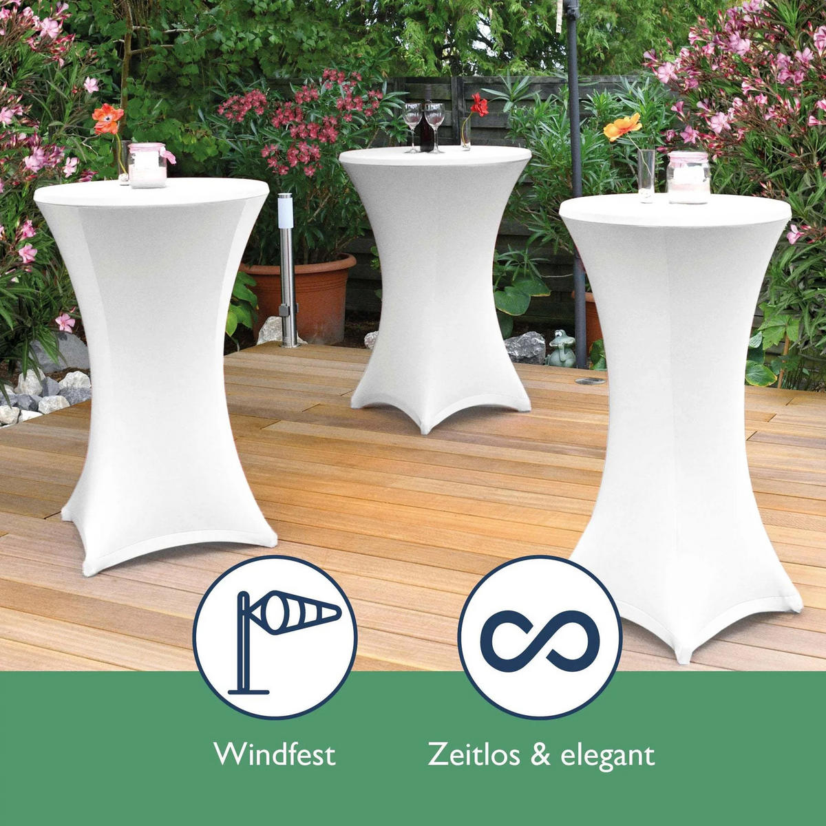 STEHTISCH Bellini Ø 70cm Schwarz mit Stella Stehtischhusse Ø 70cm Weiß - Schwarz/Weiß, Textil/Metall (70/70/110cm) - Beautissu 