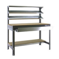 WERKBANK BUFFALO mit Frontablage und Schubfach | HxBxT 84x90x61cm | Traglast 400kg | Grau - Grau, Metall (90/84/61cm) - PROREGAL