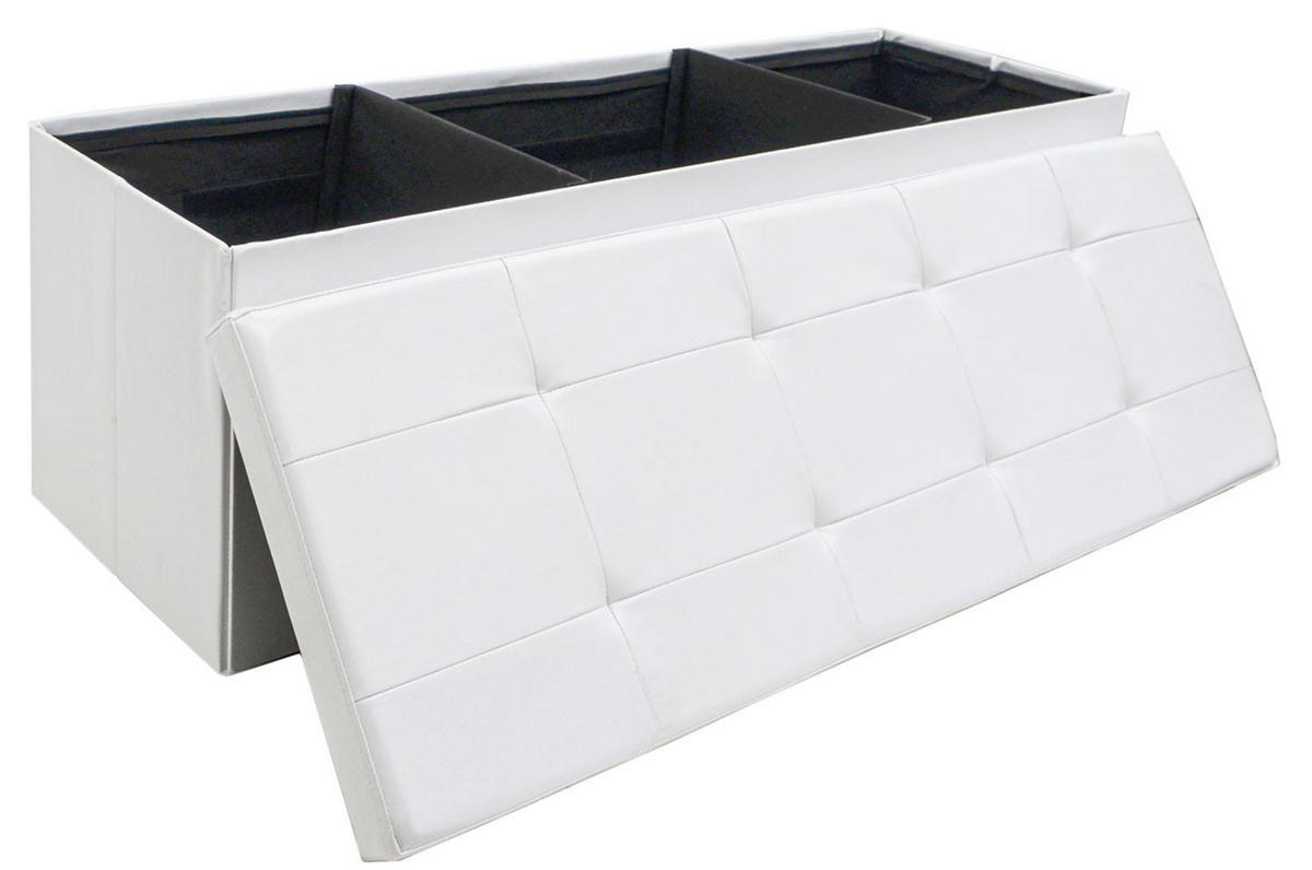 SITZBANK mit Stauraum, 110 cm, 120 Liter, Weiß - Weiß, Kunststoff (38/38/110cm) - Dunedesign