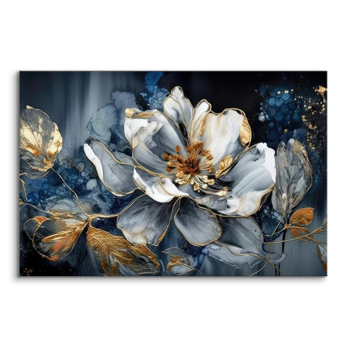 LEINWANDBILD Abstrakt BLUMEN Pflanzen 100x70cm - Blau/Schwarz, Textil (100/70cm) - Muralo