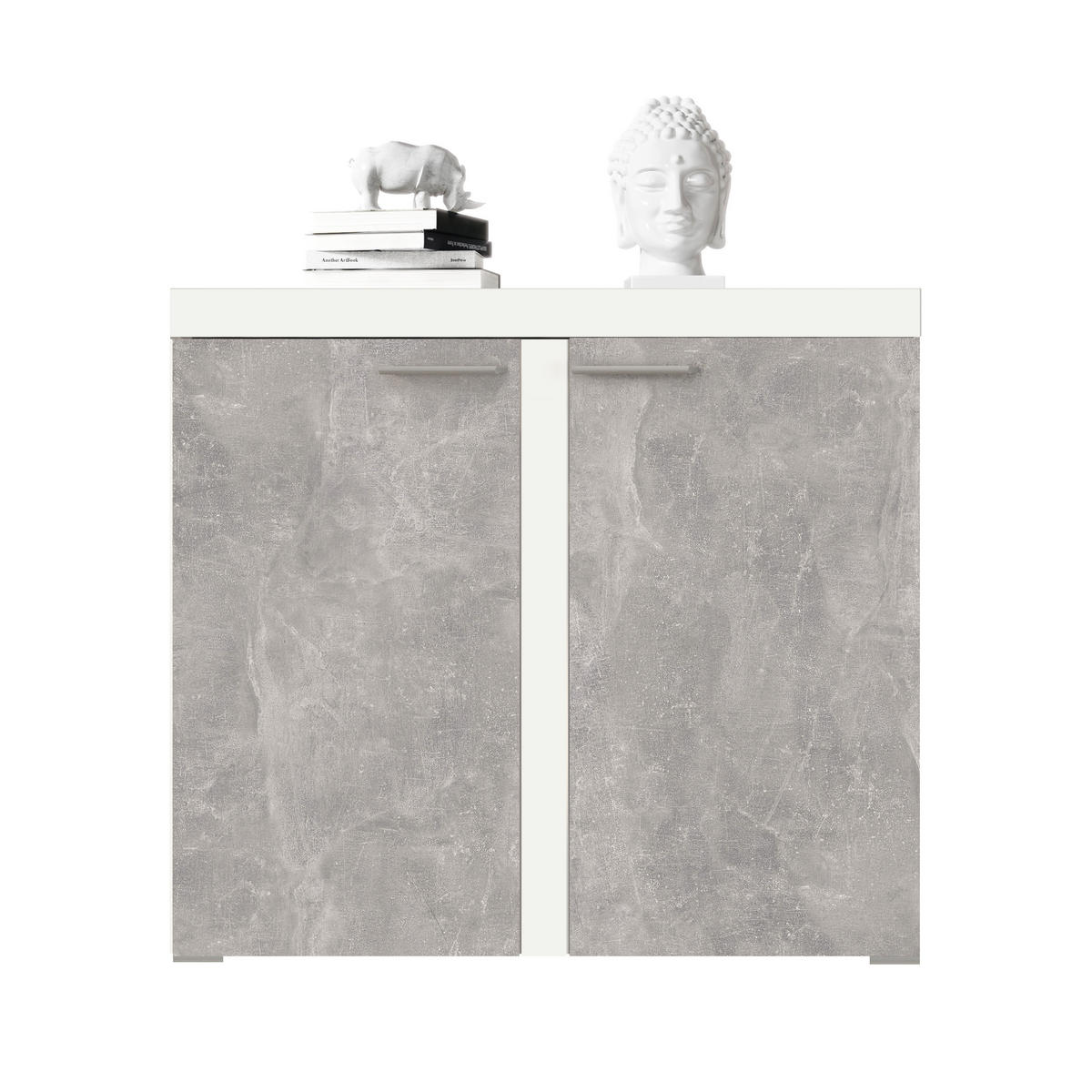 SIDEBOARD Spacoro 2D Weiß, Beton 97,2/82/40,3 cm – Schmale Kommode Eleganz - Hellgrau/Weiß, Holzwerkstoff/Kunststoff (97/82/40cm) - AX Living