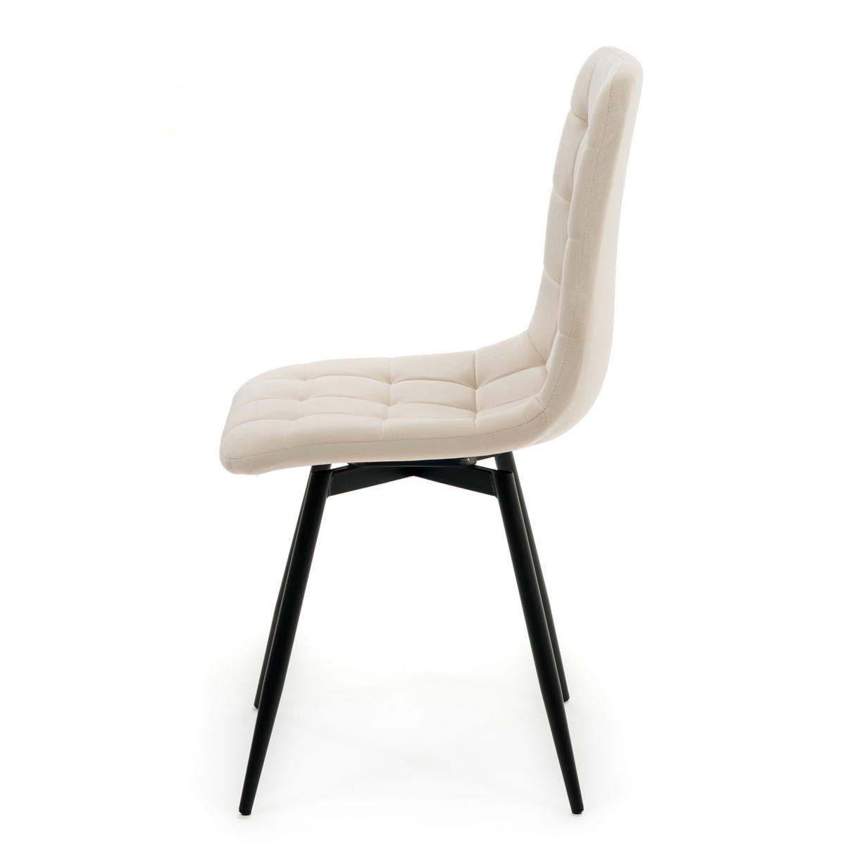 STUHL ARCO drehbar gepolstert mit Steppung - beige - Samt Velours - Beige/Schwarz, Textil/Metall (46/90/51cm) - NEW HOME