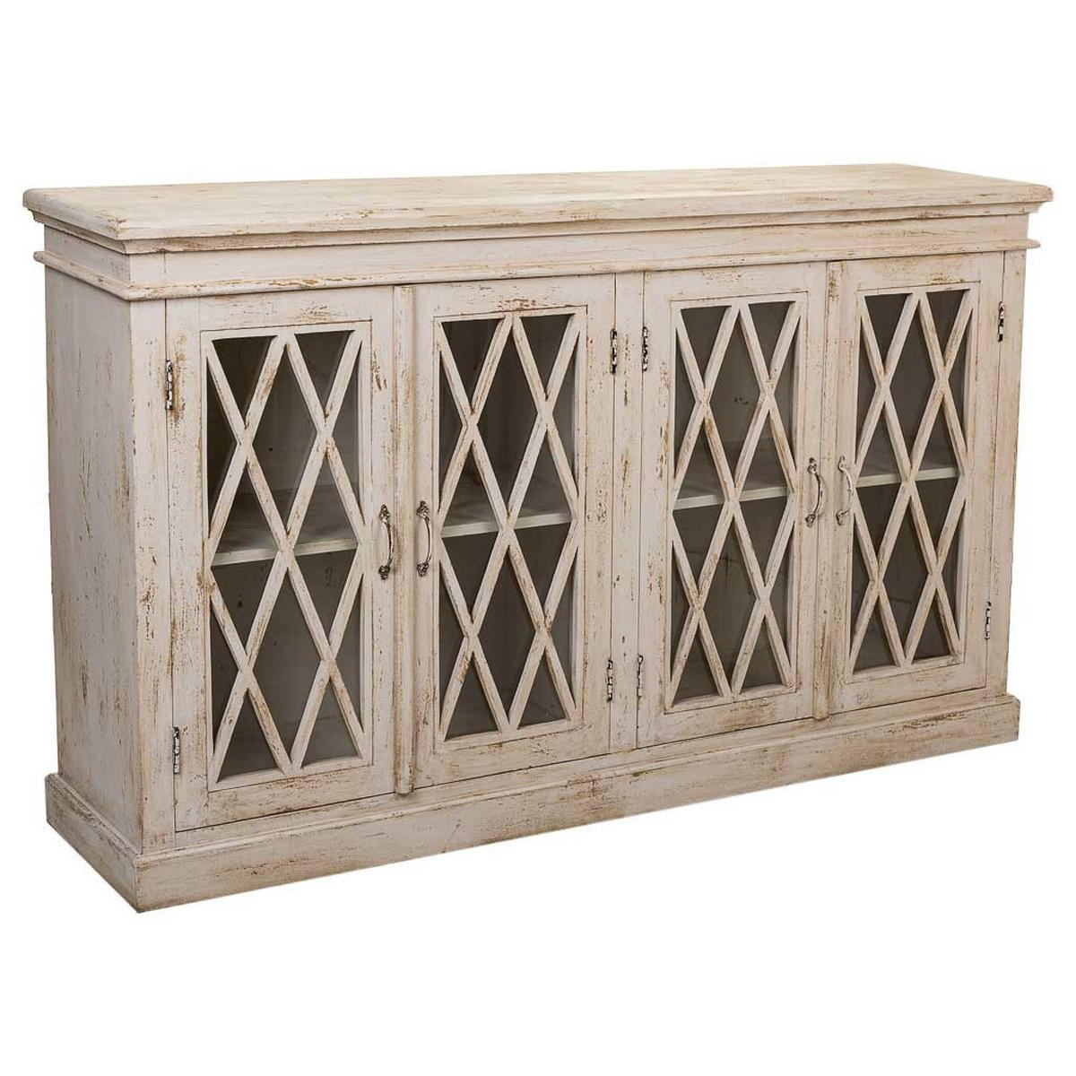 SIDEBOARD aus Holz und Glas 170x40x100 cm - Weiß, Holz (170/100/40cm) - Wanderlust