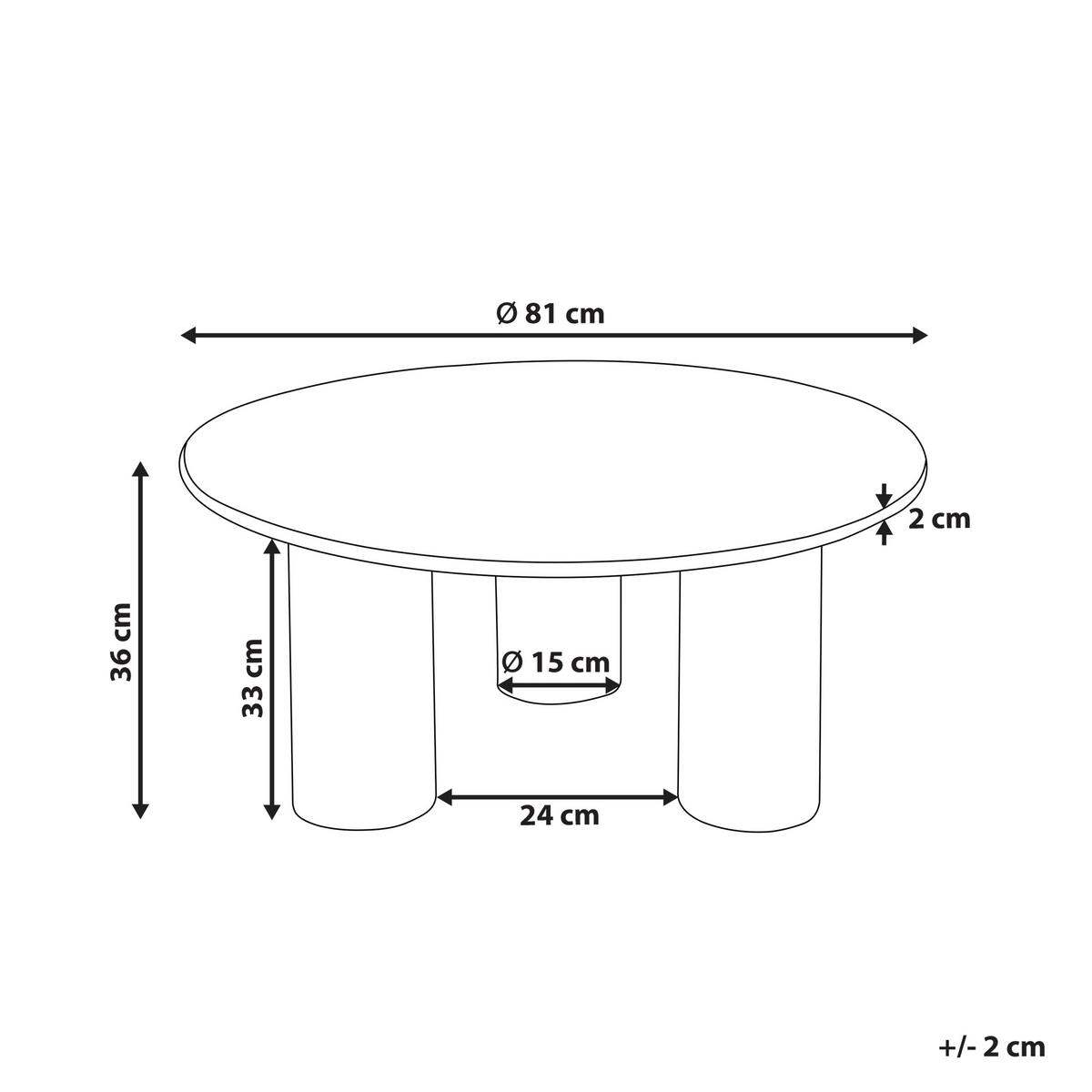 COUCHTISCH Akazienholz hellbraun rund 81 cm Colina - Hellbraun, Holz (81/81/36cm) - Beliani