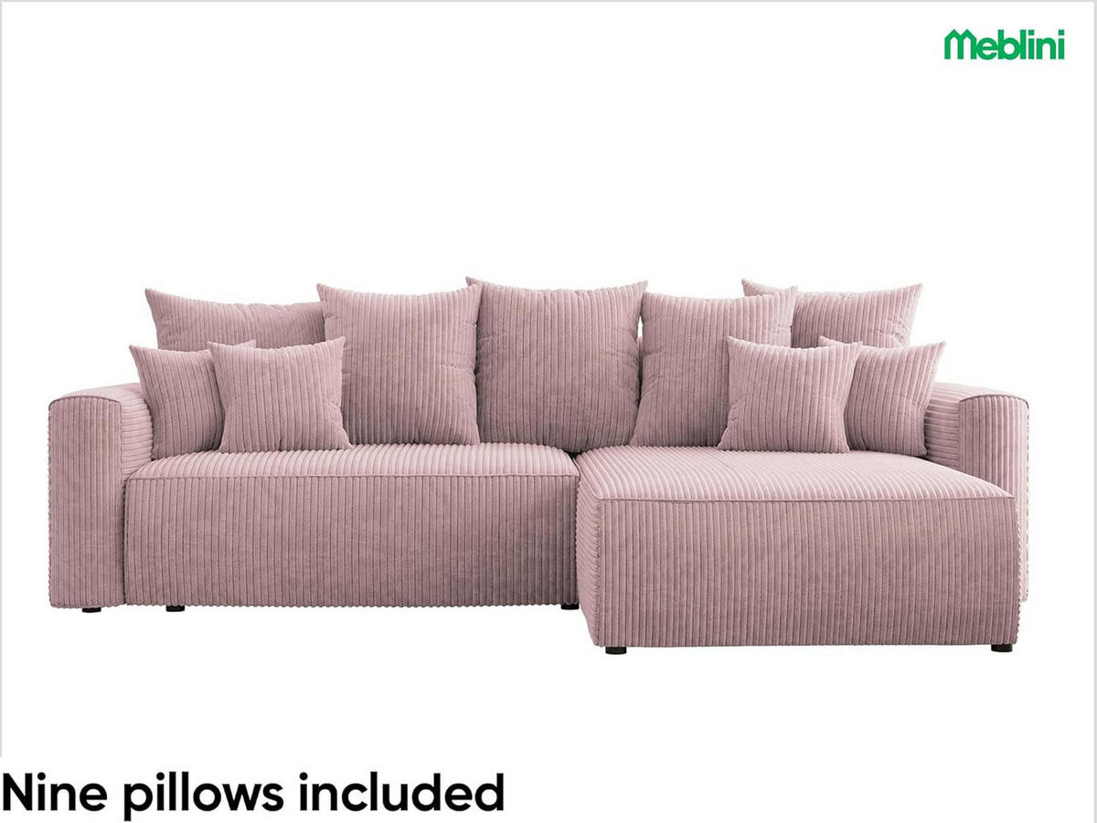 ECKSOFA BALI L - Pink/Schwarz, Holzwerkstoff (260/160cm) - Meblini