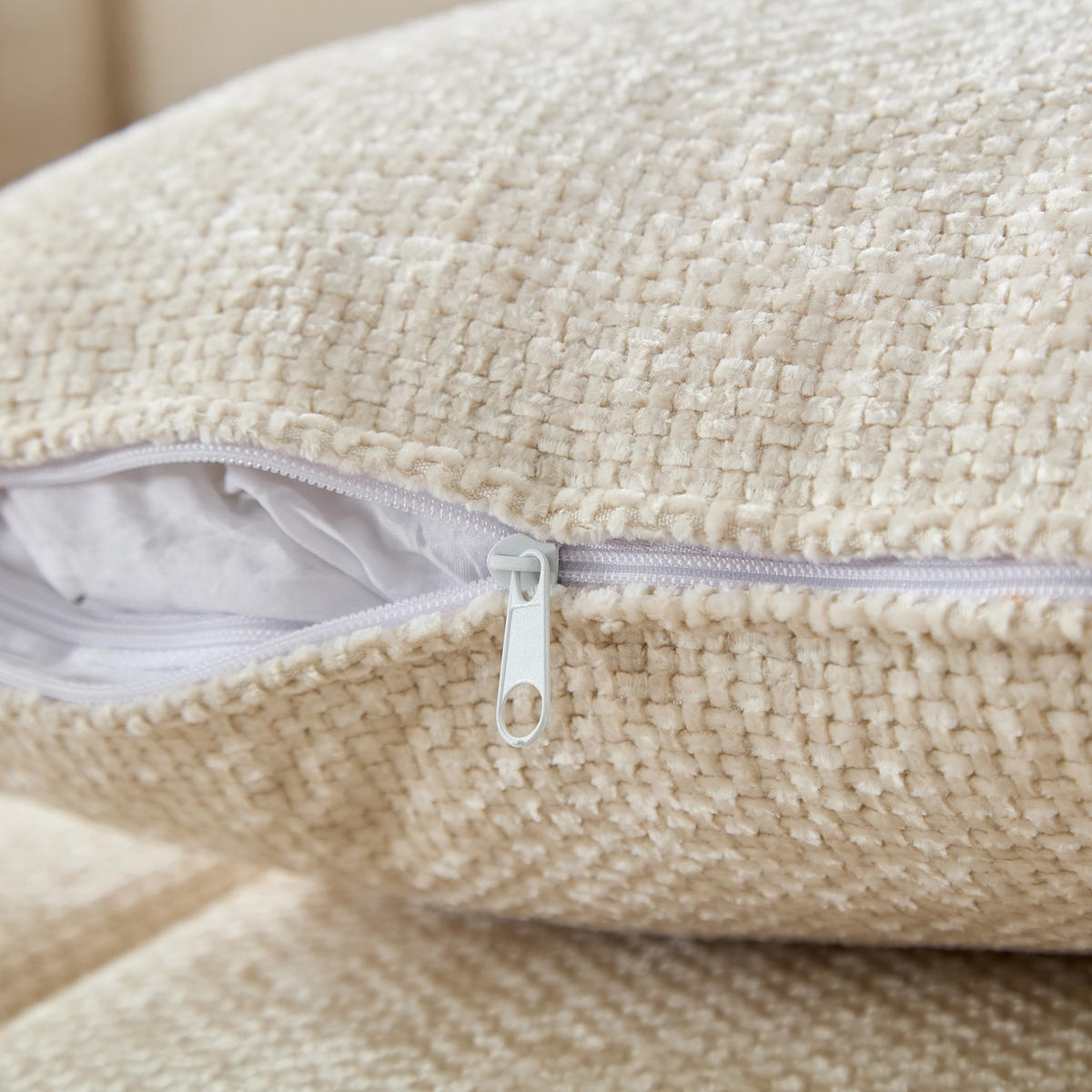 ECKSOFA Chenille 263 cm komprimiert, DE-42539, Beige - Beige, Textil (263/132.5cm) - ComfortXL
