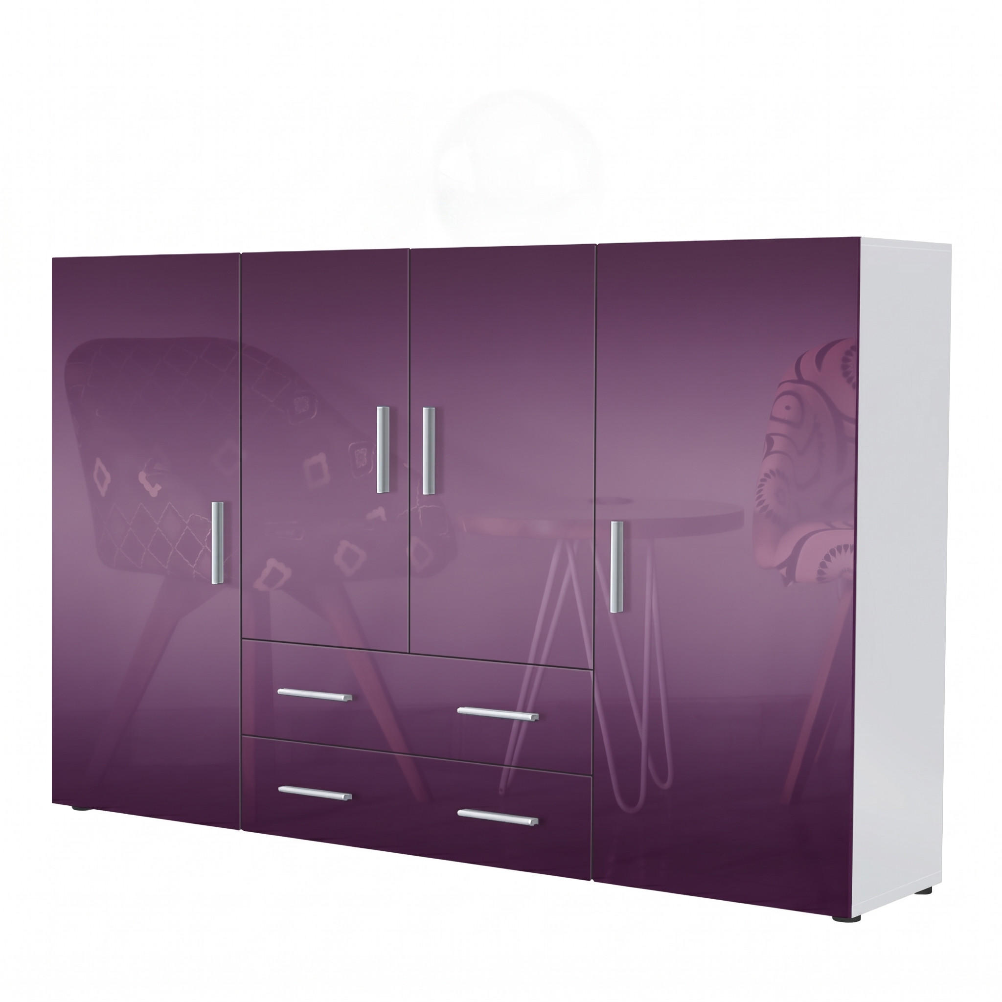HIGHBOARD Nora Front in Brombeer Hochglanz - Brombeere, Holzwerkstoff (166/106/35cm) - Vladon