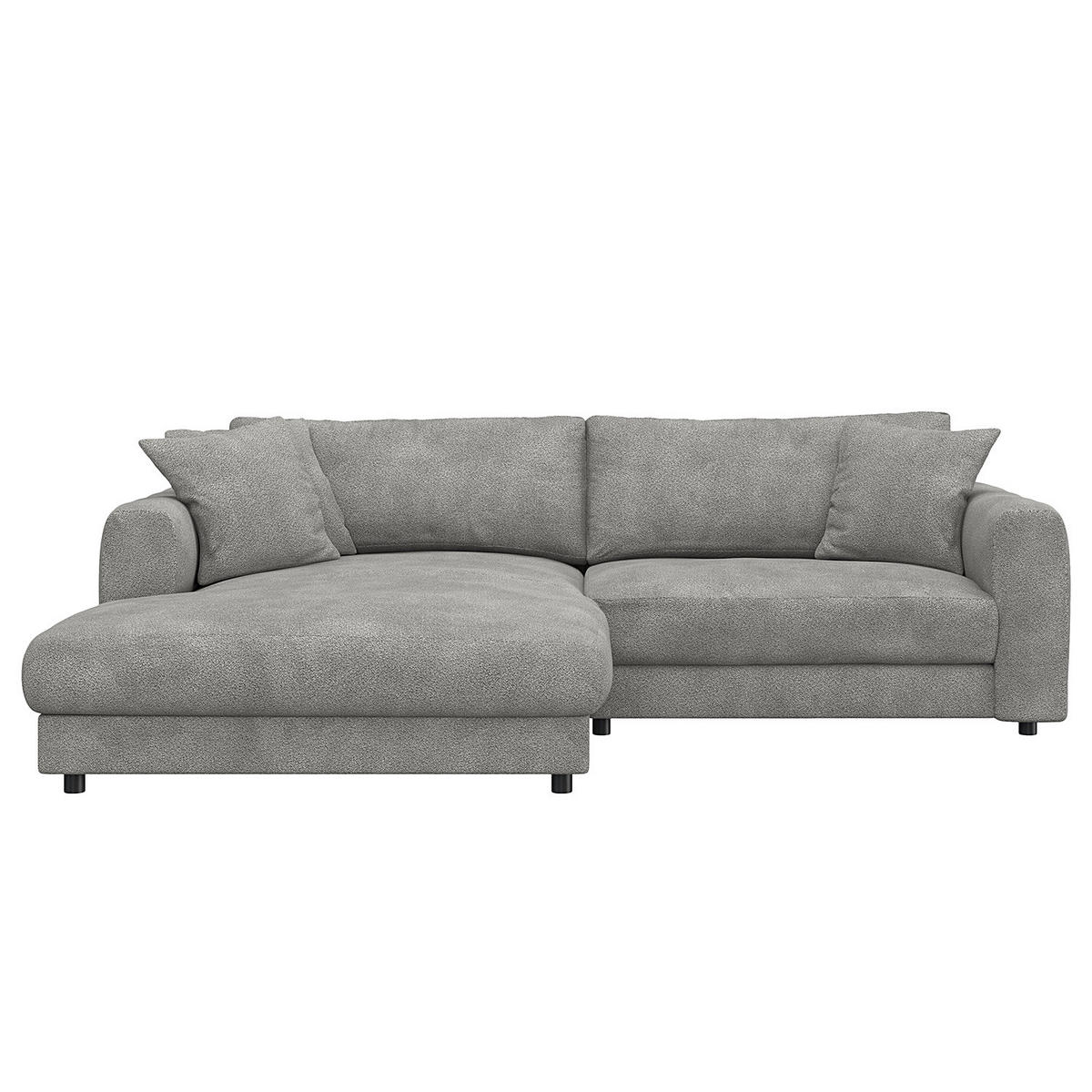 ECKSOFA mit Longchair - Schwarz/Grau, Holz/Kunststoff (238/183cm) - home24