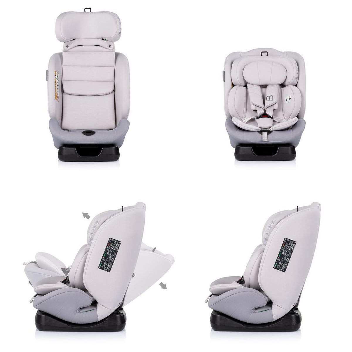 KINDERSITZ Mondial i-Size hellgrau (40-150cm) Liegeposition Kopfstütze Gurt - Grau, Kunststoff (44/80/51cm) - Chipolino