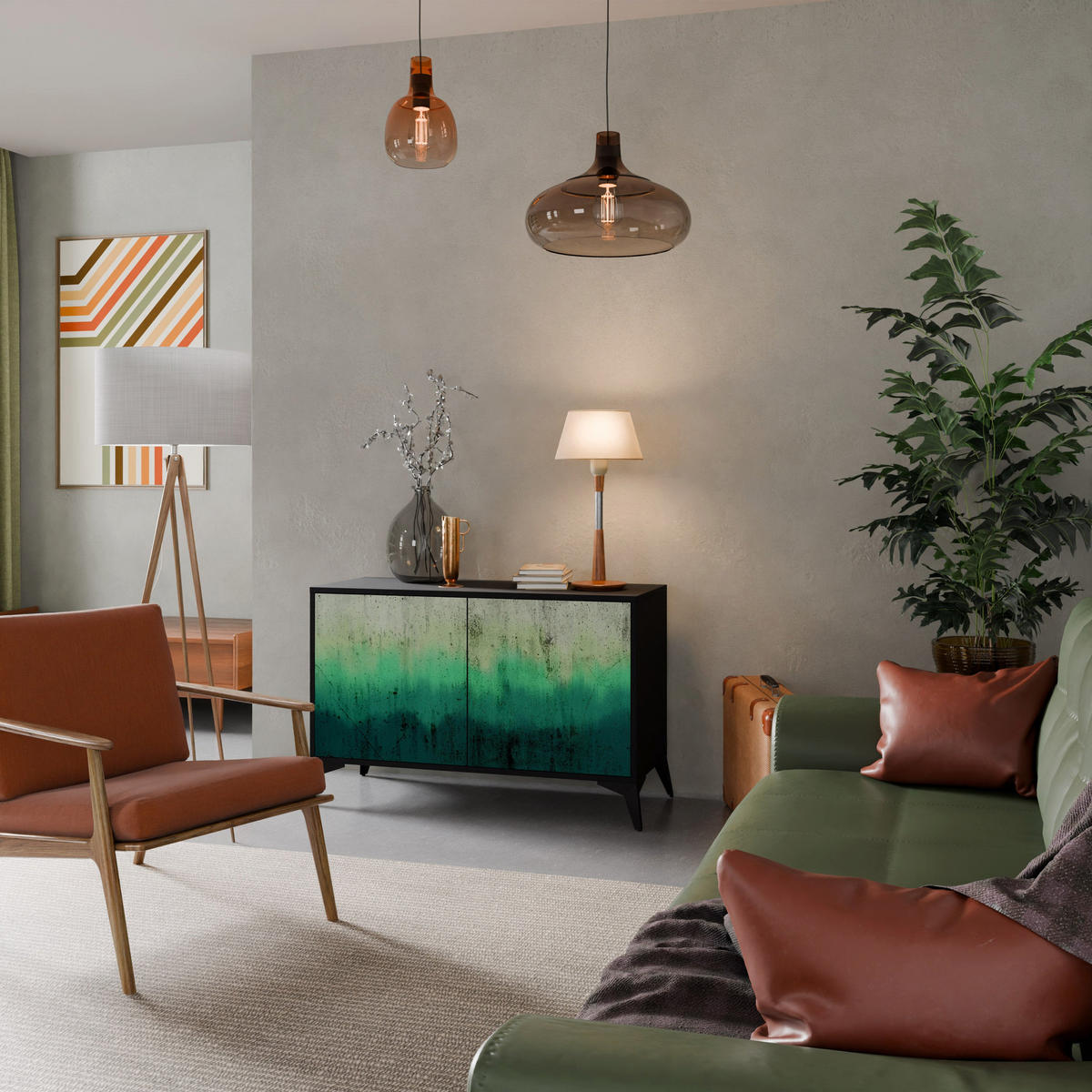 SIDEBOARD NORTHERN LIGHTS, Eicheneffekt, 111x42x77,5 cm, 2 Türen - Eichefarben/Buchefarben, Holzwerkstoff/Buchenholz (111/77.5/42cm) - SpaceRebels