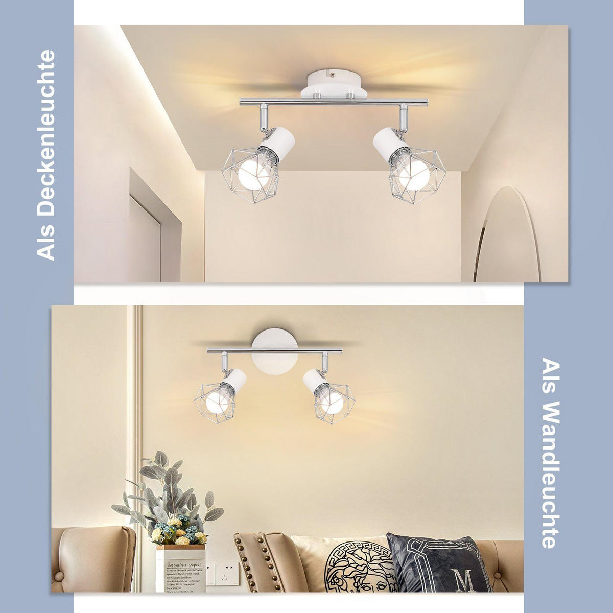 DECKENSTRAHLER Eisen 28/20/9.5cm - Weiß, Metall (28/20/9.5cm) - ZMH