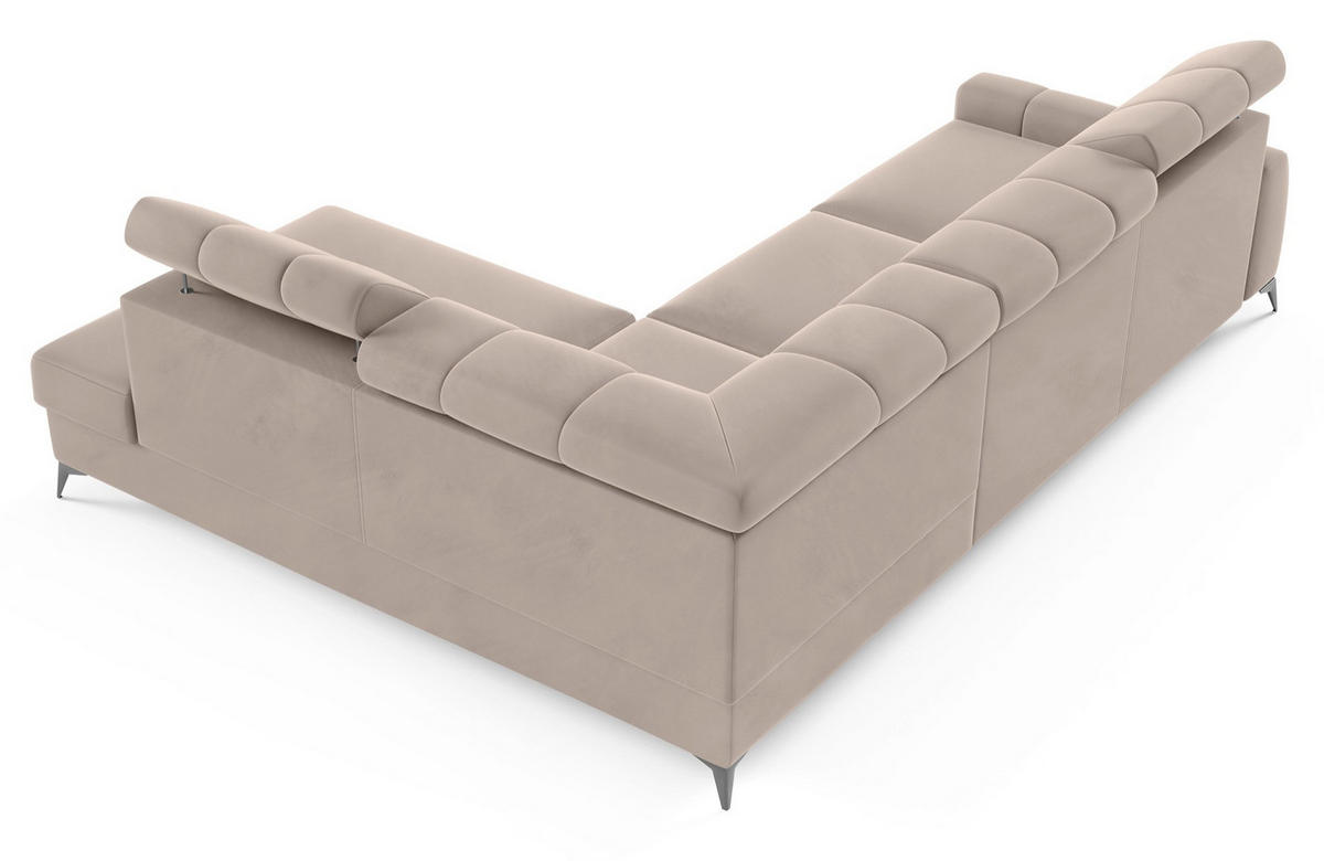 ECKSOFA London Greige Velours - Taupe/Schwarz, Textil/Metall (274/203cm) - Selsey