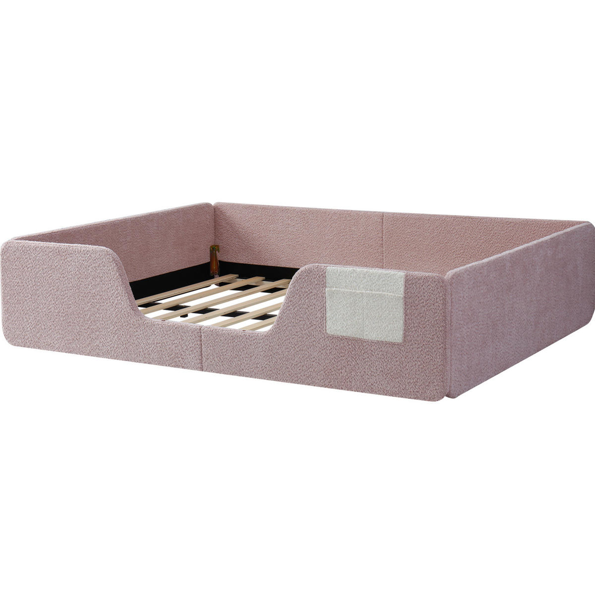 POLSTERBETT mit abnehmbaren Seitengittern 140x190 cm Samt Rosa - Pink, Metall (90/190cm) - Beauniv