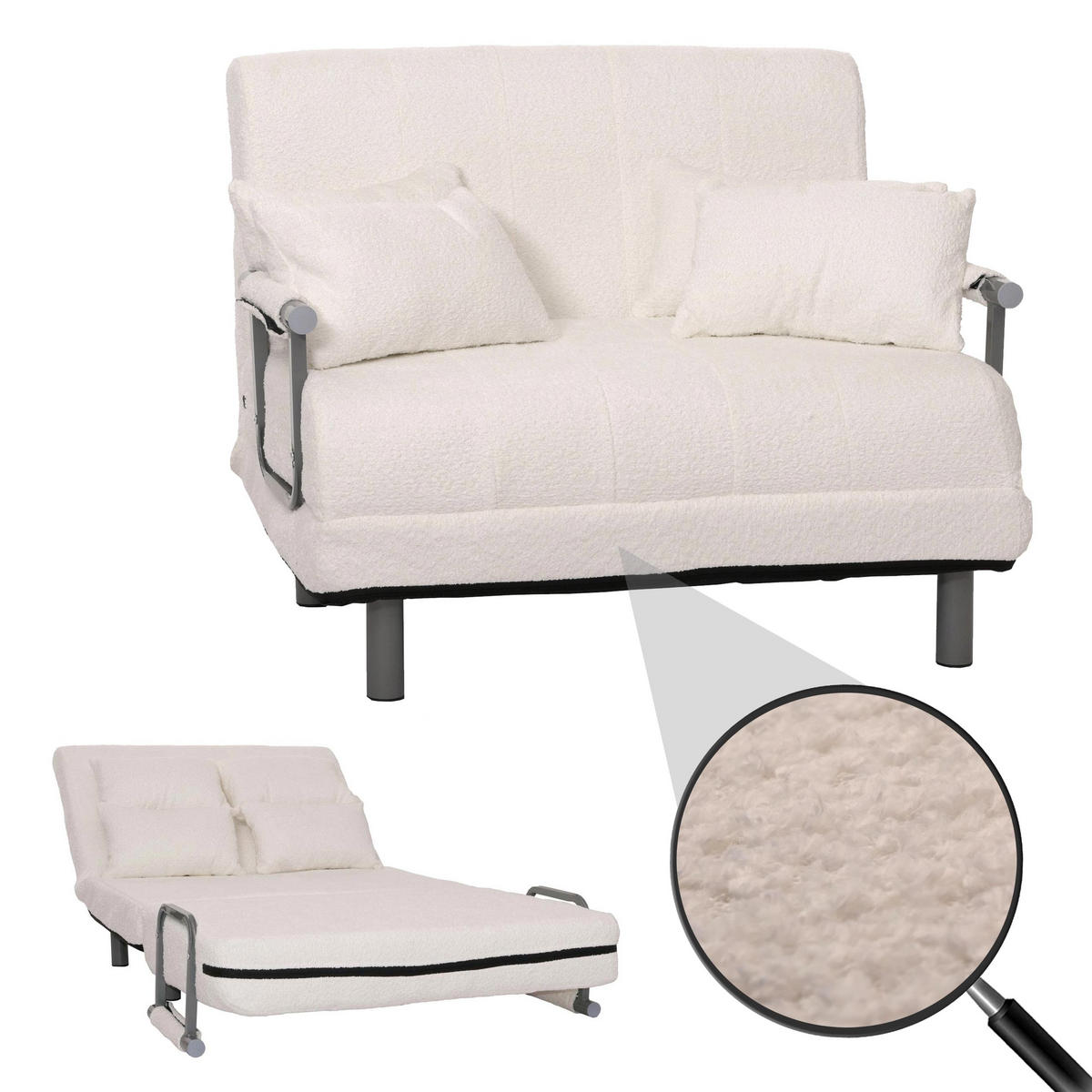 SCHLAFSESSEL Cremeweiß - Weiß, Textil (105/80/190cm) - MCW