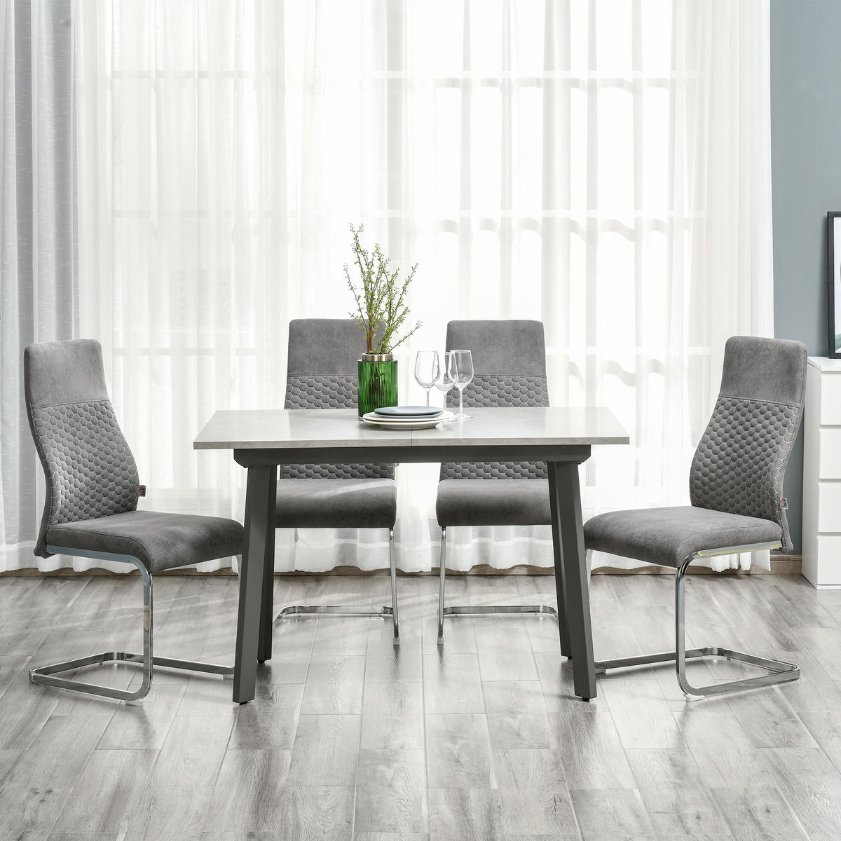 ESSZIMMERSTÜHLE, Mikrofaser-Tuch, Grau - Grau, Textil (61/98/45cm) - HOMCOM