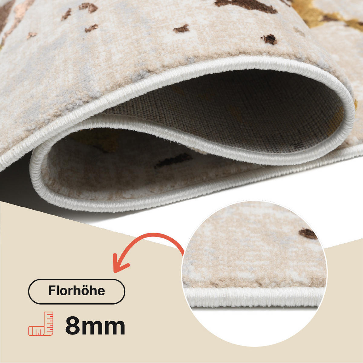 TEPPICH GOLDEN Creme 140/200 cm - Creme, Kunststoff (140/200cm) - Tapiso