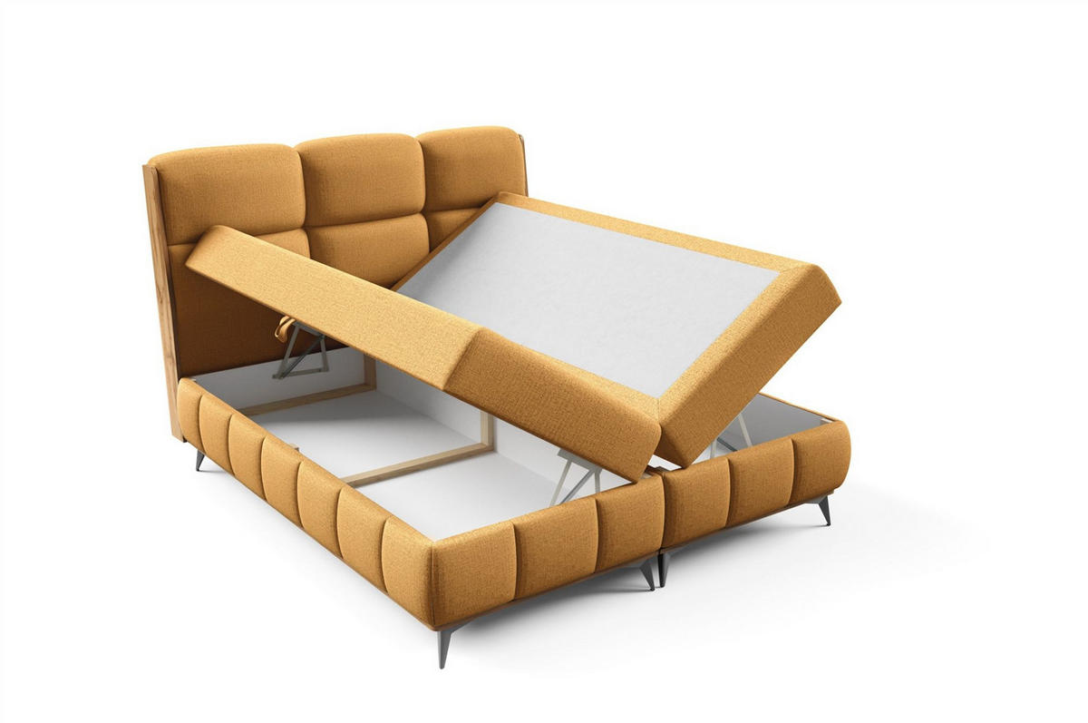 BOXBETT Charlie Premium - Gelb, Holzwerkstoff/Textil (200/200cm) - Fun Möbel