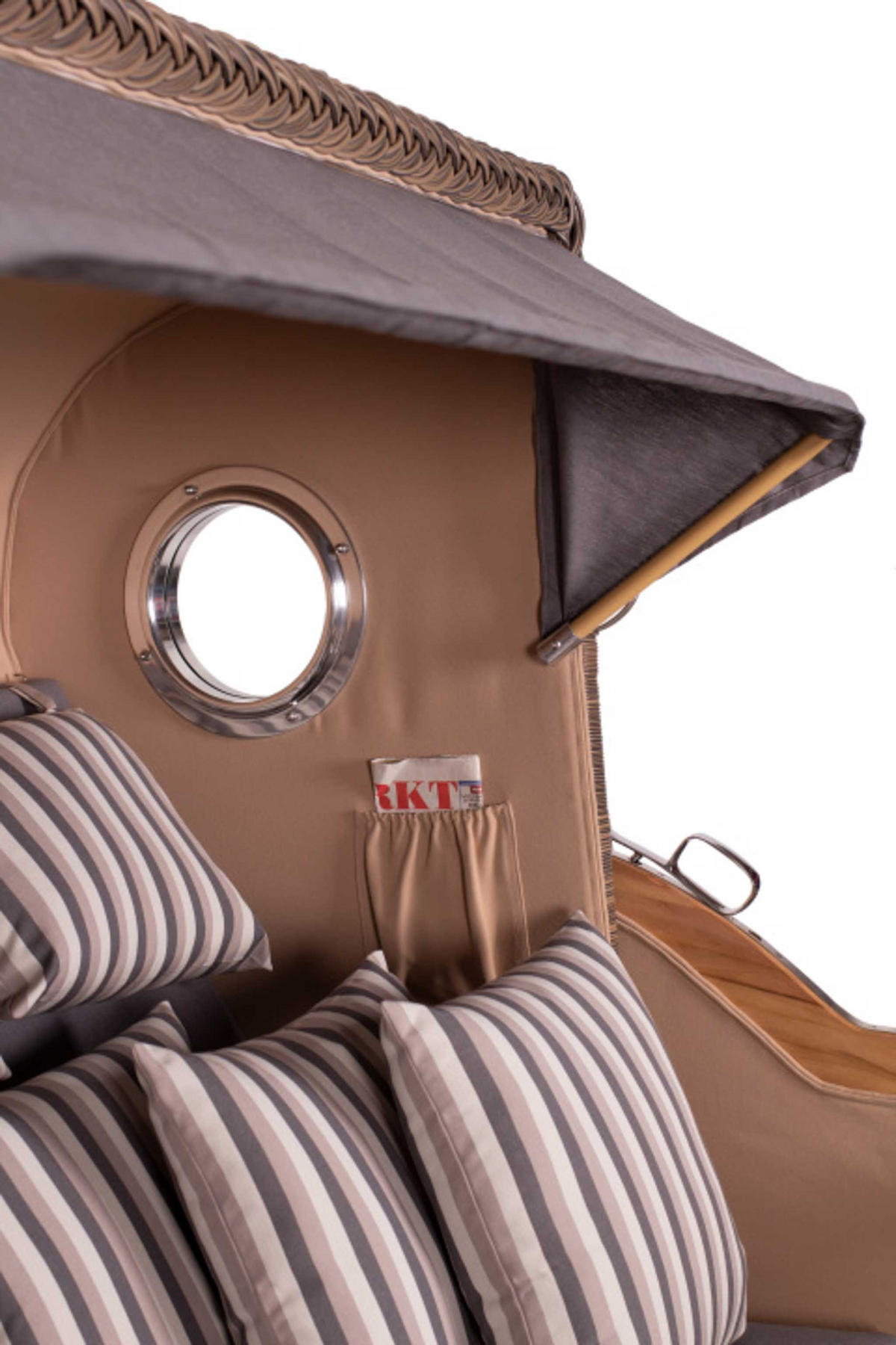 STRANDKORB XXL Düne Grande Teak PE Grey - Braun/Grau, Metall (170/170/95cm) - Mr. Deko