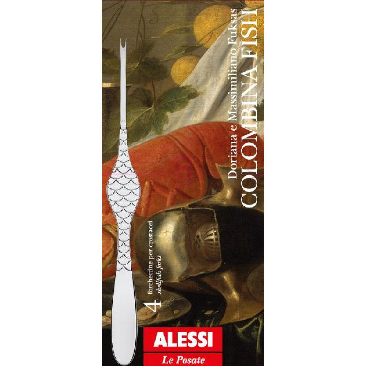 HUMMERGABEL Colombina Fish - FM23/34S4 - 4 Stück - von Doriana & Massimiliano Fuksas - Silberfarben, Metall - Alessi