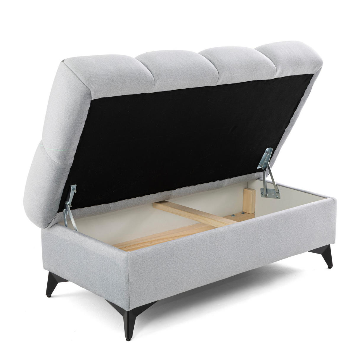 POUF PUDDING 110 x 60 cm Velours Hellgrau - Hellgrau/Schwarz, Holz/Textil (110/43/60cm) - Muffo
