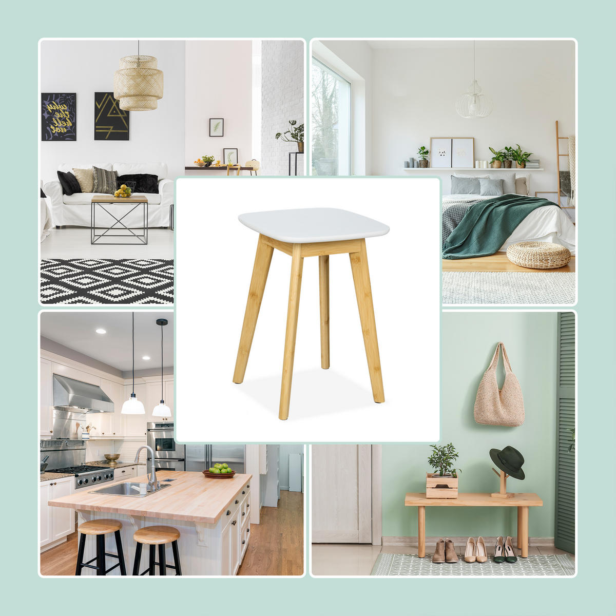 ESSZIMMERHOCKER - Hellbraun, Holz/Holzwerkstoff (33/46/33cm) - Relaxdays