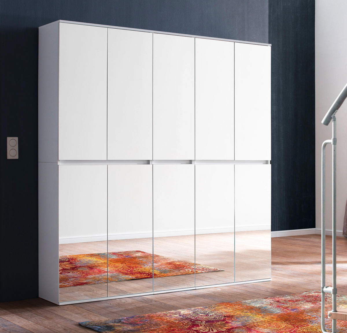 GARDEROBENSCHRANK weiß 185 x 191 cm, Schuhschrank mit Spiegeltüren - Weiß, Glas/Holzwerkstoff (185/191/34cm) - Top.Furn