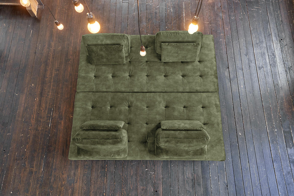 ECKSOFA WIOLO Dunkelgrün Velvet - Dunkelgrün, Textil (350/240cm) - KAWOLA