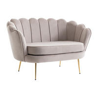 MUSCHELSOFA 2-Sitzer - Samt - Graubraun - DANDELION - Braun, Textil (124/78/73cm) - Pascal Morabito