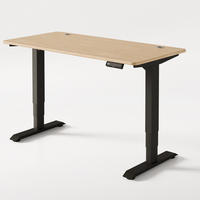 SCHREIBTISCH Elektrisch Höhenverstellbarer HomePro 140x70cm Schwarz/Bambus mit Memory-Funktion, Anti-Kollisions Technologie - Hellgelb/Schwarz, Holz (70/140/63.5cm) - Desktronic