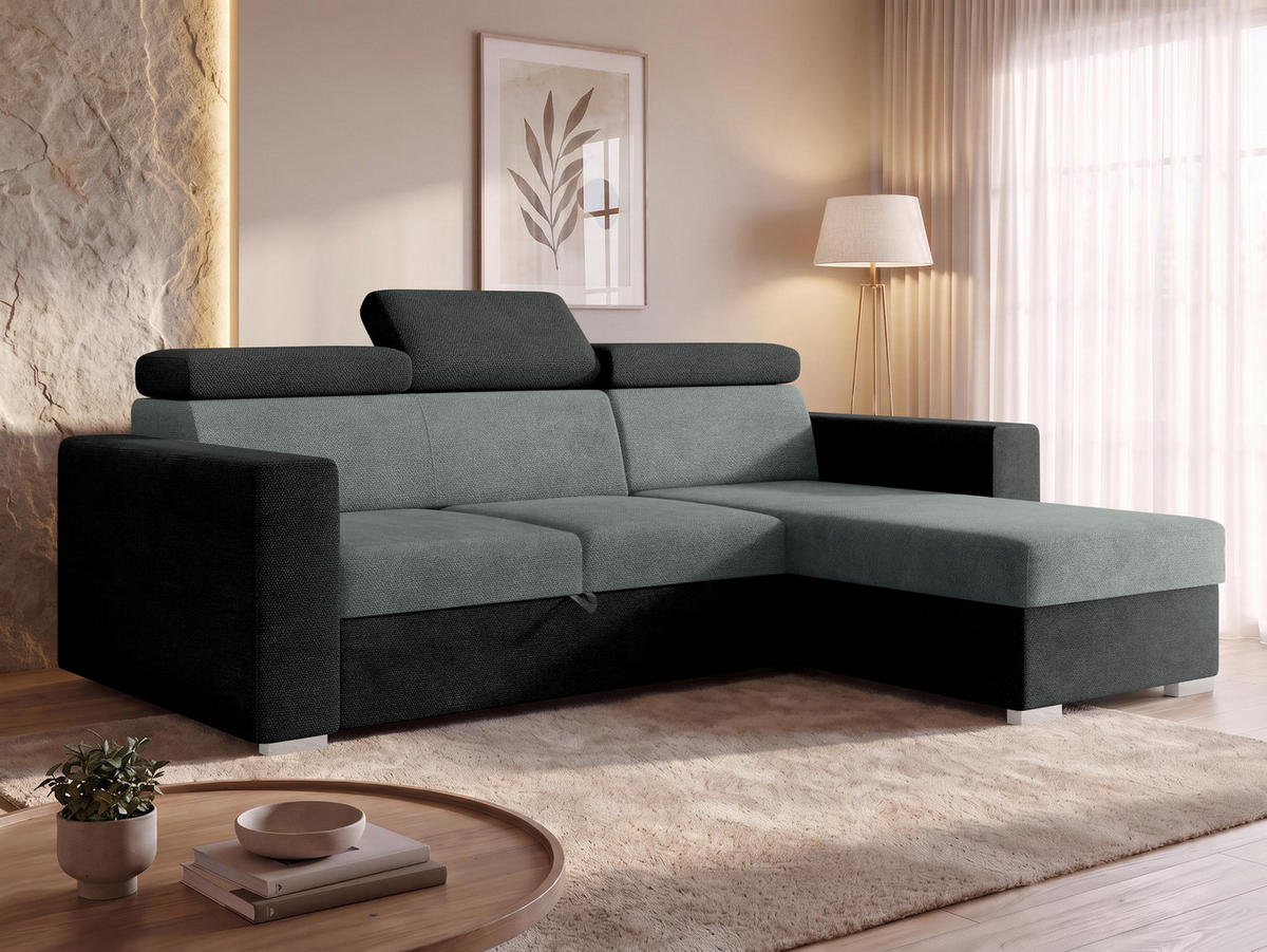 ECKSCHLAFSOFA Pedro 2rLC - Anthrazit/Silberfarben, Holz/Kunststoff (235/170cm) - MIRJAN24