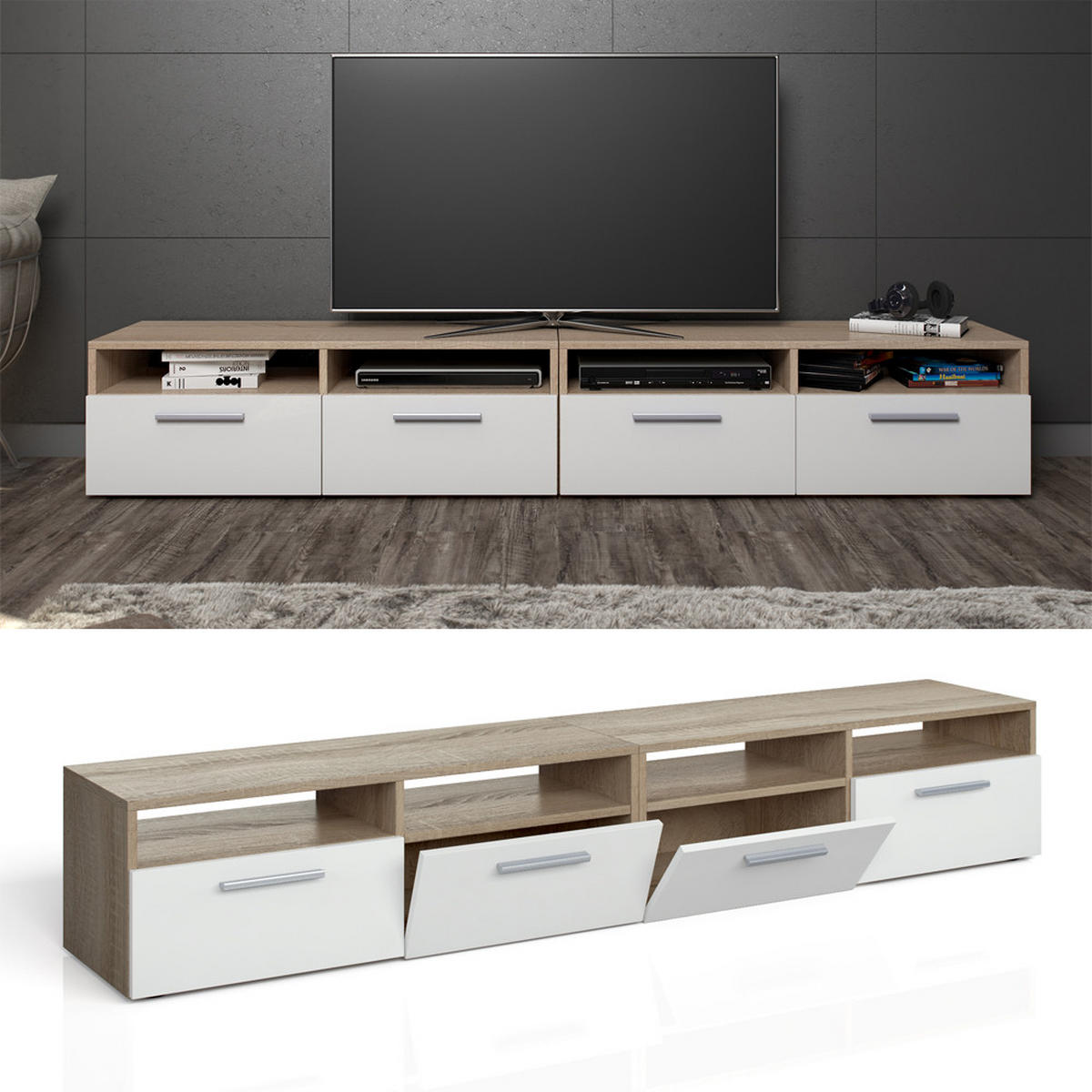 LOWBOARD Diego Sonoma 95 x 38 cm - Sonoma Eiche, Holzwerkstoff (190/38/33.2cm) - Vicco