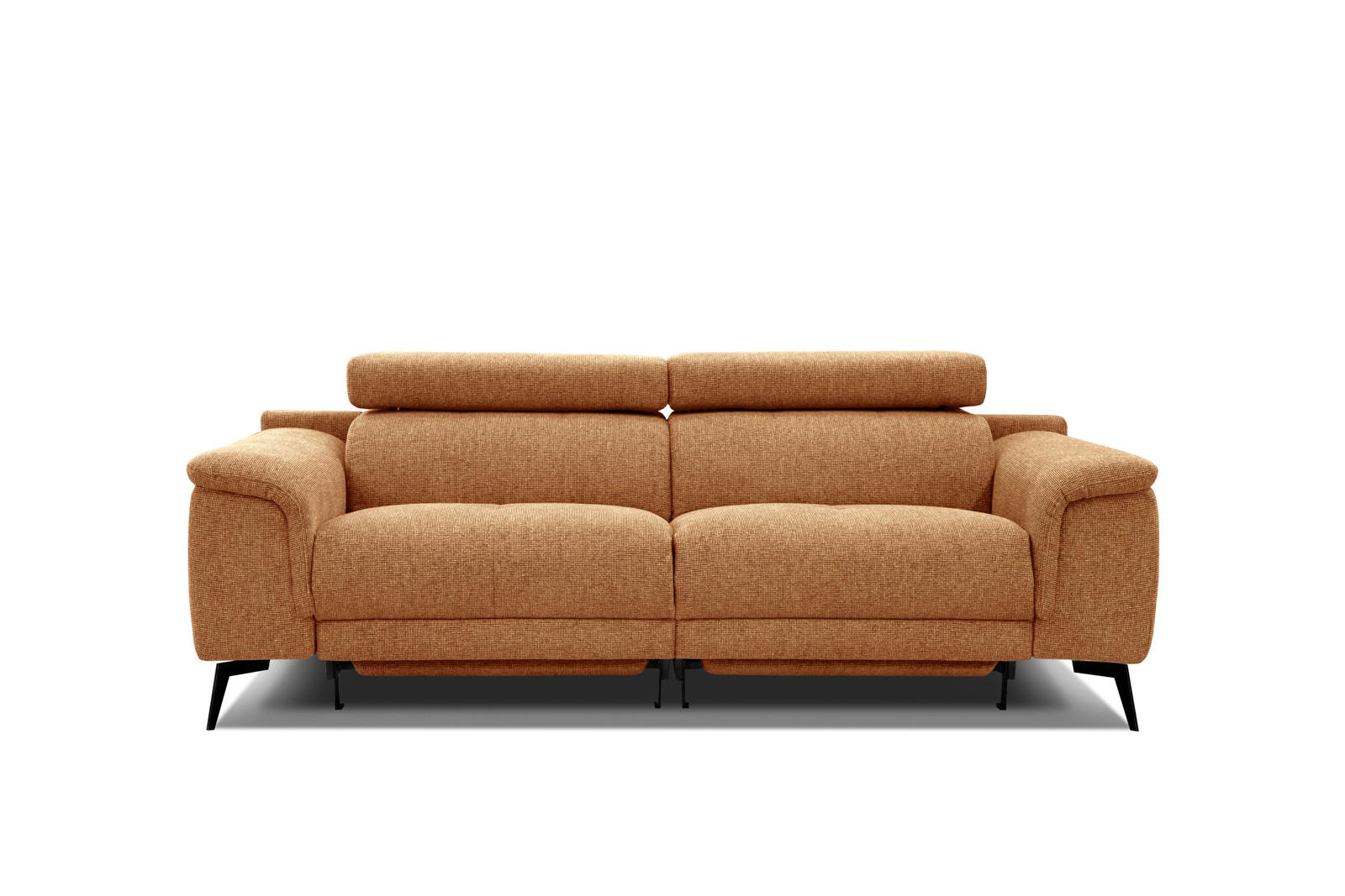 RELAXSOFA FIERO 3-Sitzer mit 2 Relaxfunktionen, orange - Schwarz/Orange, Holzwerkstoff/Textil (212/82/103cm) - Courtois Laville