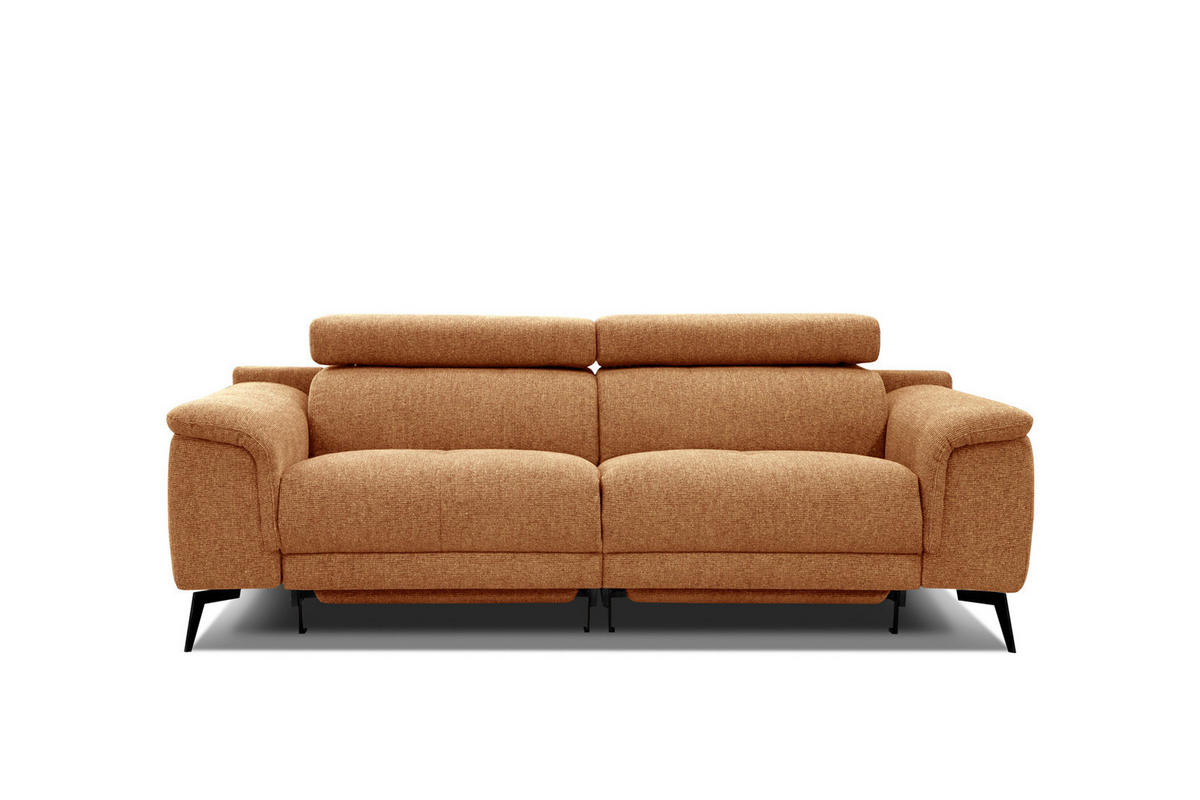RELAXSOFA FIERO 3-Sitzer mit 2 Relaxfunktionen, orange - Schwarz/Orange, Holzwerkstoff/Textil (212/82/103cm) - Courtois Laville