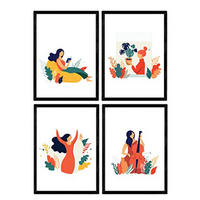 POSTER Set mit 4 Frau mit Cello A4 Rahmenlos - Klar, Papier (29.7/3cm) - Nacnic