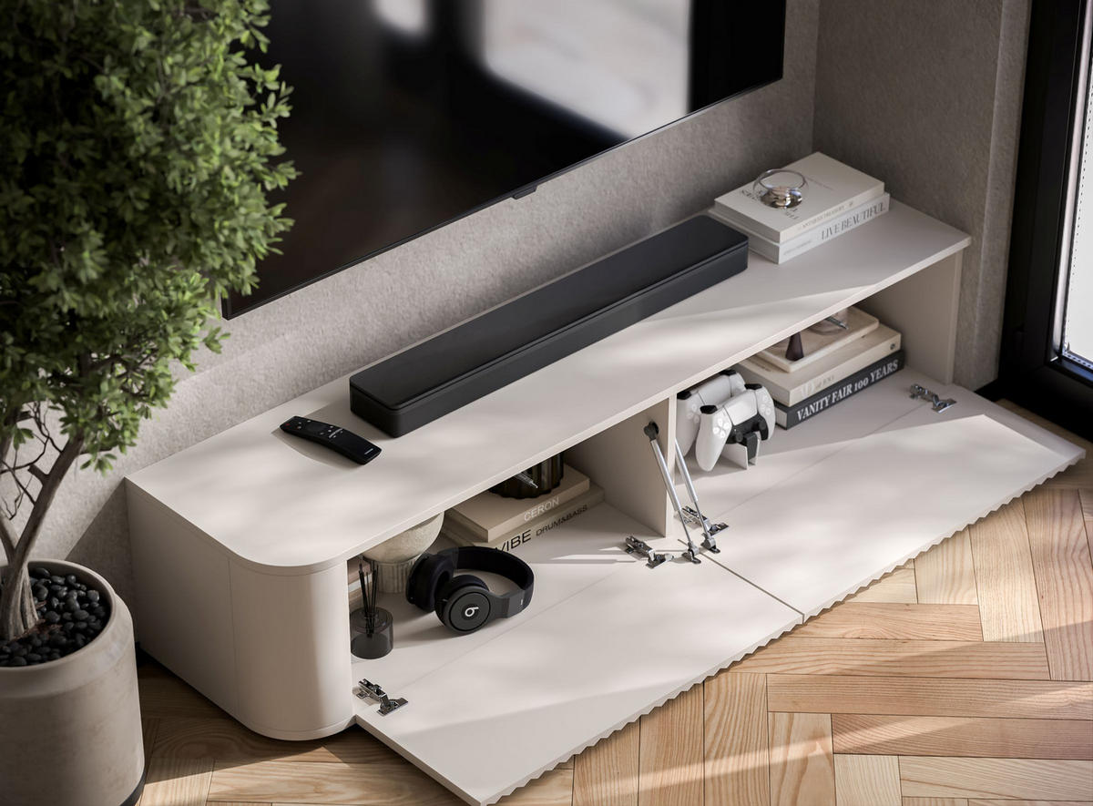 TV komoda Aurora matná kašmírová 140 cm s nízkymi nožičkami - kašmírová, kompozitné drevo (140/31/35cm) - Meble Lindner