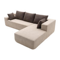ECKSOFA Luna Sand Braun 3-Sitzer Rechts - Braun, Textil (267/175cm) - COCO Living