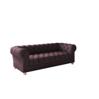SOFA CHESTERFIELD Elegant Klassisch Schick Stoff Whisper Velours Rotwein - Rot, Holz/Textil (202/77/90cm) - Kaiser Möbel