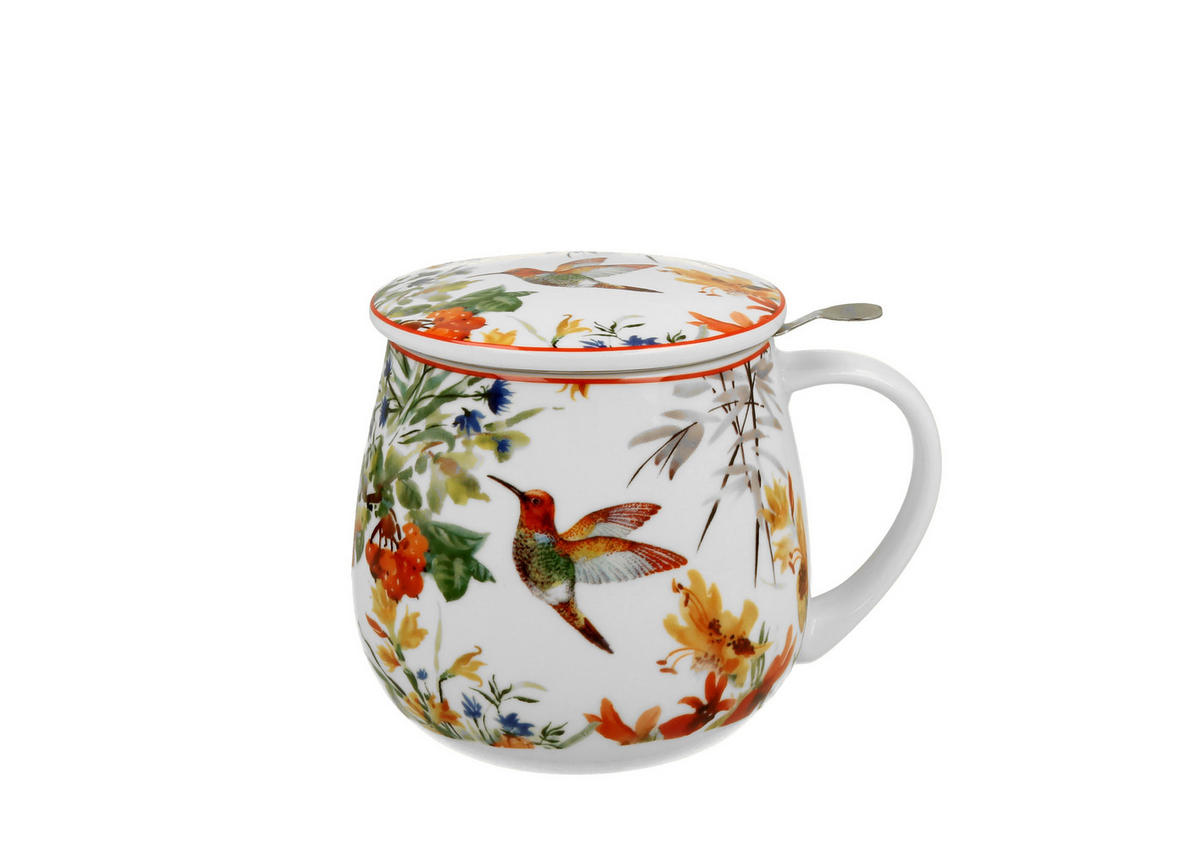 TEETASSE mit Sieb in Fassform LINNEA - Weiß, Keramik (0.43L) - DUO PORCELAIN