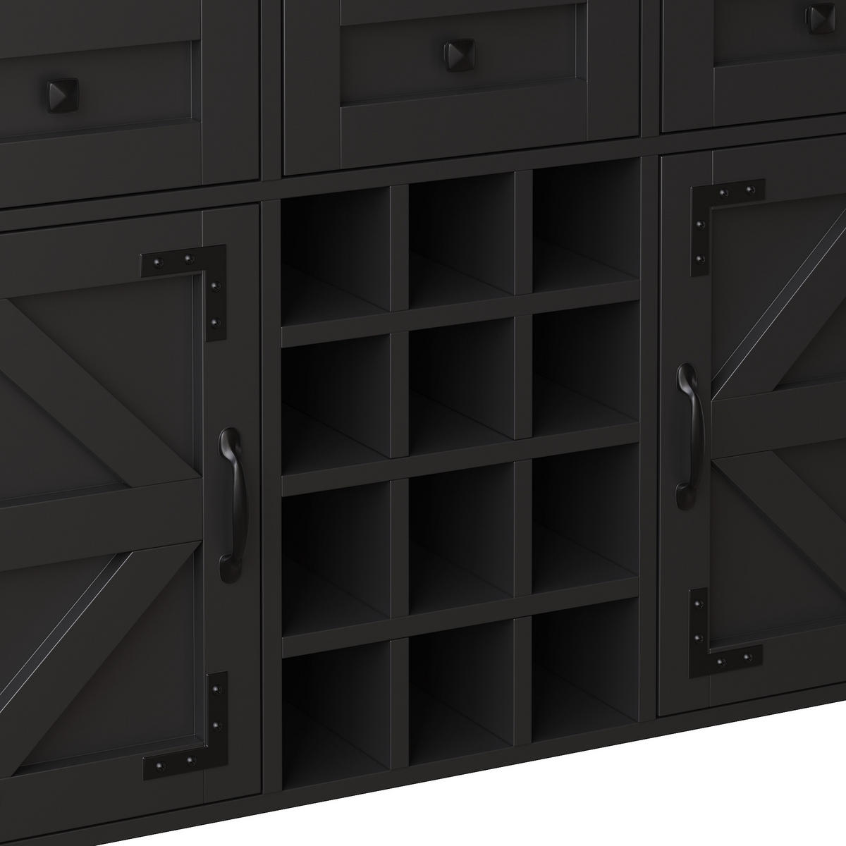 HIGHBOARD in Schwarz Küchenschrank mit LED-Lichtleiste und Schubladen für Küche und Wohnzimmer, B120/T40/H170 cm - Schwarz, Glas/Holzwerkstoff (120/70/40cm) - STILVORA