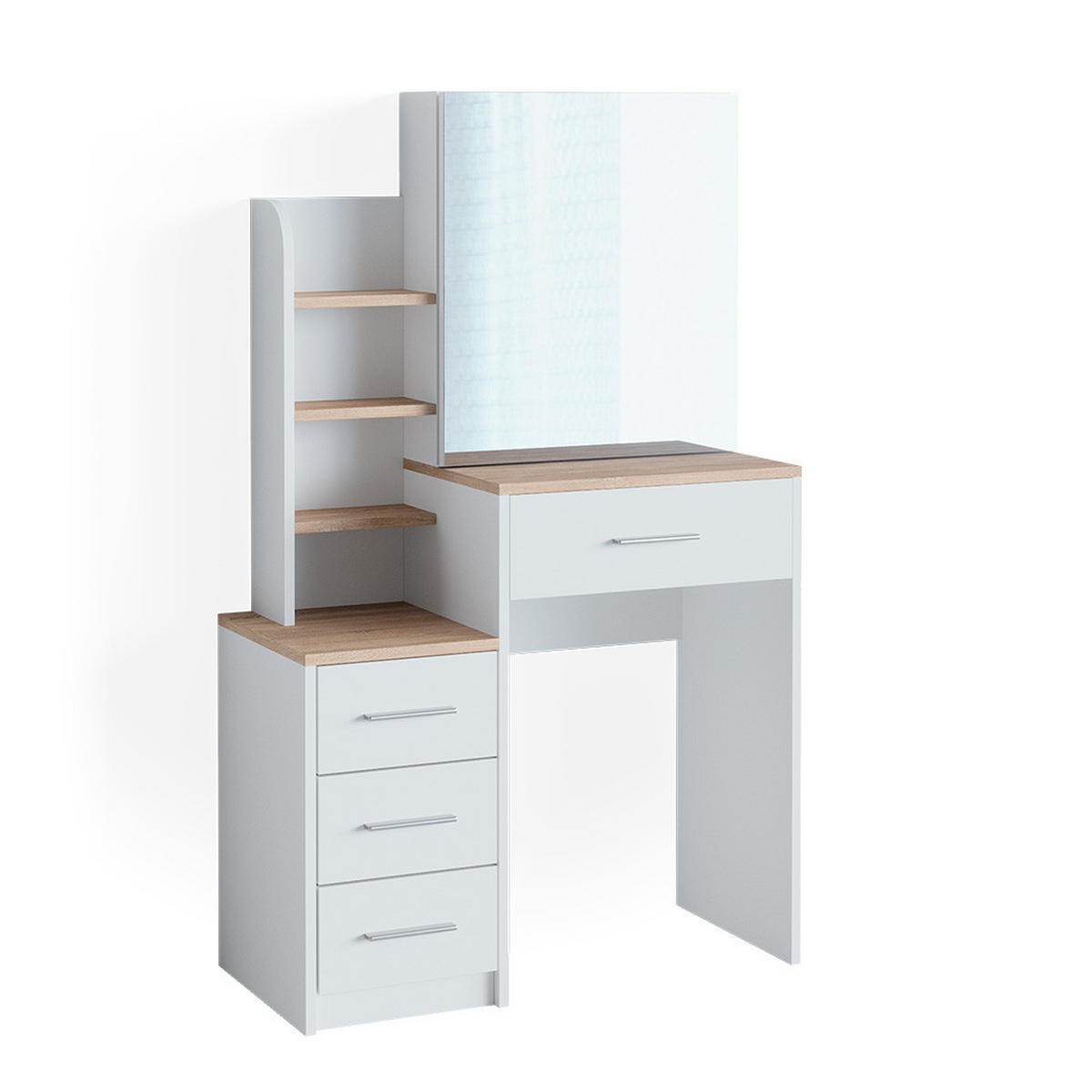 SCHMINKTISCH Conrada Weiß/Sonoma 80 cm - Weiß/Sonoma Eiche, Holzwerkstoff (36/131.6/80cm) - Vicco
